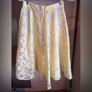Francesca’s Collection A-Line Yellow Floral Skirt, Size Small